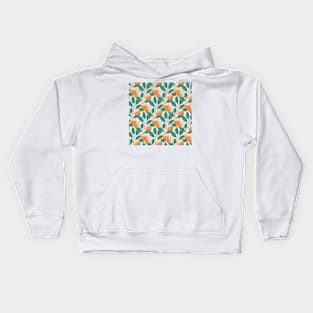 Watercolor Peach And Green Leafs Pattern Kids Hoodie